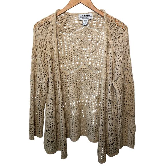 Back In The Saddle Sweaters - Back In The Saddle Sweater Open Knit Cardigan Ethereal Crochet Cottagecore M